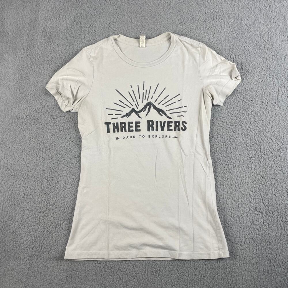 Bella Women's Large White Cotton Three Rivers Dare to Explore Short Sleeve Shirt
